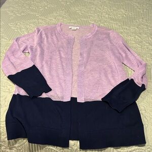 LIZ CLAIBORNE Women's Medium Lightweight Cardigan Purple Navy
Colorblock Sweater